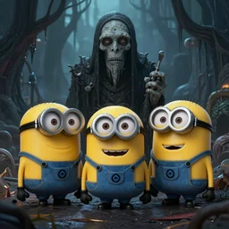 Minions Lovecraft Thalassophobia Old Gods in the style of Vincent Di Fate