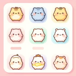 cute chubby icons for mobile game ui