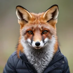high quality portrait of fox with jacket, realistic