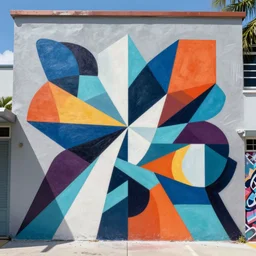 Wynwood Miami painting by Sachin Teng, asymmetrical, Organic Painting , Hard Light and long shadows Matte Painting,  geometric shapes, hard edges, graffiti, street art:2 by Sachin Teng:4