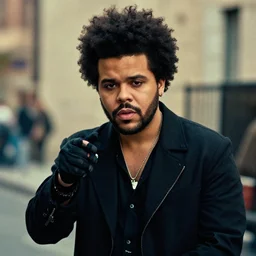 dslr photo still of the weeknd on a monday, 8 k, 8 5 mm f 1. 8