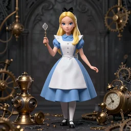 alice in wonderland, steampunk, gothic style, detailed, 8 k, artstation, smooth