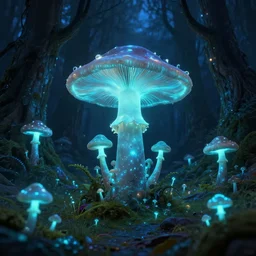 bioluminescent mushroom forest, digital art, concept art, fantasy art, highly detailed, hd wallpaper, artstation, deviantart, behance