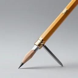 a pencil, but half of the pencil is a sword. photorealistic
