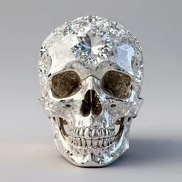 an elegant diamond decorated skull, 8 k, cinematic lighting, soft render, symmetrical, insanely detailed, crisp, clarity, otherworldly, realistic, 8 k texture, hd, post processed, cleanup, photoshop