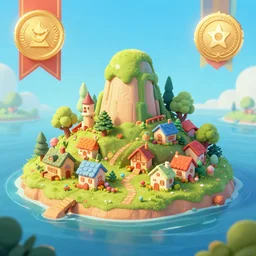 little village on remote island, trending on artstation, central composition, very cartoon, shape focus, high detailed, behance award winner - c 1 2. 5
