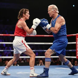 queen isabel and joe biden fighting in the ring