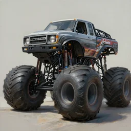 concept art of a monster truck, highly detailed painting by dustin nguyen, akihiko yoshida, greg tocchini, greg rutkowski, cliff chiang, 4 k resolution, trending on artstation, 8 k