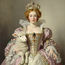 baroque rococo pastel anthromorphic regal queen lamb Greg Hildebrandt Lisa frank portrait