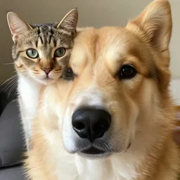 half cat half dog with big dog - snout