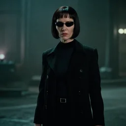film still of Goldie MBE as Neo in The Matrix, 8k,