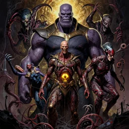 the platonic ideal of cyberpunk of cletus kasady ultimate carnage thanos dementor doctor manhattan chtulu nazgul, detailed, intricate, hyperrealism, intense, scary, decay, dmt, art by brock hofer and artgerm and greg rutkowski and alphonse mucha