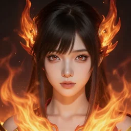 Character concept art of an anime-style female flame atronach || cute-fine-face, pretty face, realistic shaded Perfect face, fine details by Stanley Artgerm Lau, WLOP, Rossdraws, James Jean, Andrei Riabovitchev, Marc Simonetti, and Sakimichan, tranding on artstation