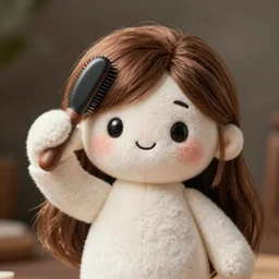 cute fumo plush of the girl who always forgets to comb her hair in the morning