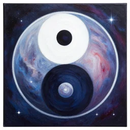 painting of a yin yang symbol in cosmos