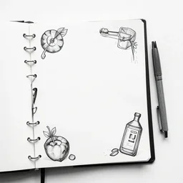 black and white notebook drawings casual white space
