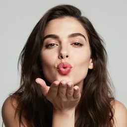 woman blowing a kiss towards the camera
