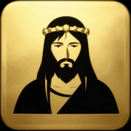 gold and black icon of anime Jesus
