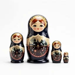 japanese matryoshka nesting dolls, professional product shot, isolated on a pure white background, centered, entire object in frame, sharp focus, soft studio lighting