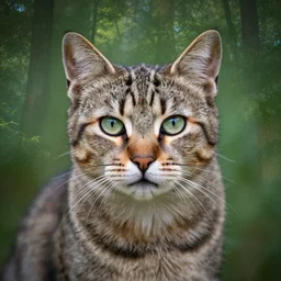 professional photography, cat portrait with a forest double exposure, cross process, vivek jena