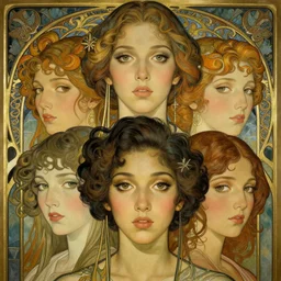 an art nouveau, ( streamline moderne ), multi - racial portrait in the style of anna dittmann and charlie bowater and chanthara. very large, clear, expressive, and intelligent eyes. centered, ultrasharp focus, dramatic lighting, photorealistic digital matte painting, intricate symmetrical ultra detailed background.