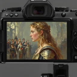 film camera : side profile portrait painting by thomas blackshear of imogen poots as paladin, 5 4 k rtx hdr volume light concept studio matte painting environement digital illustration fanart artstation by artgerm, lawren harris, eve ventrue, sherree, ilya kuvshinov, magali villeneuve, jeremy lipkin, rob rey, christophe vacher