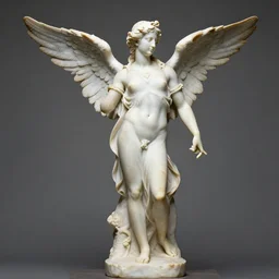 A marble statue of Adonis with angel wings