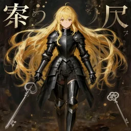 baroque oil painting japanese light novel cover illustration lotr anime key visual full body action shot | young girl black military crusader armoured maid | long flowing blonde hair symmetrical perfect face | gapmoe kuudere moody lighting stunning bokeh highlights sharp contrast | trending pixiv fanbox | by greg rutkowski makoto shinkai takashi takeuchi studio ghibli