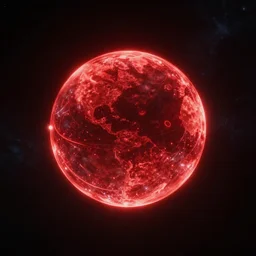 a glowing red ball of light in space