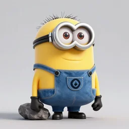 the rock dressed as a minion, photorealistic, hd, photography