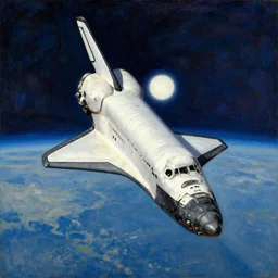 space shuttle descending to earth, aeropittura, view from above, italian futurism, oil on canvas, socialist realism, fine brushstrokes