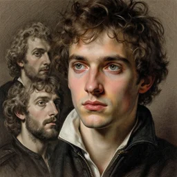 eternal farewell of the intelligent and handsome young man Edgar Maxence and Caravaggio and Michael Whelan and Caravaggio artistic, intricate drawing, light brazen, realistic fantasy, extremely detailed and beautiful aesthetic face, establishing shot, 8k resolution, dramatic lighting man