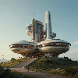 retro futuristic house on hill, by syd mead, john berkey, jeremy mann, science fiction ultra realistic, cinematics lights 4 k, fine art, intrincate, trending in artstation, octane render