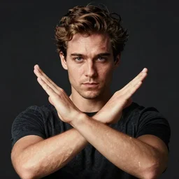 man with arms crossed forming an'x'to indicate no