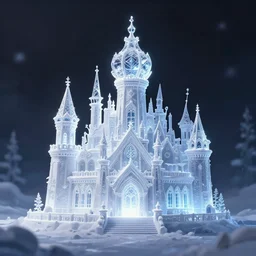 snow crystal palace. award - winning 3 d anime by an indie studio, heavily stylized, rimlighting, depth of field, limited palette, impressionism, chiaroscuro, bokeh.