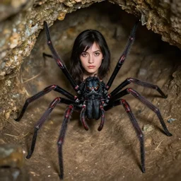 beautiful spider girl in a cave
