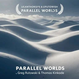 parallel worlds, by greg rutkowski and thomas kinkade