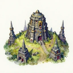 StarCraft 2 zerg base watercolor on rice paper