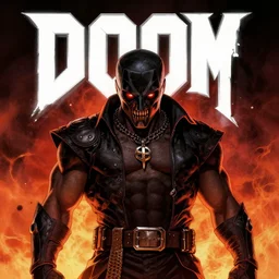 ( doom ) cover featuring doom slayer!! by kenneth scott, artstation, vivid gaze