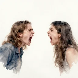 screaming match, film photography watercolored misty artstation 8k