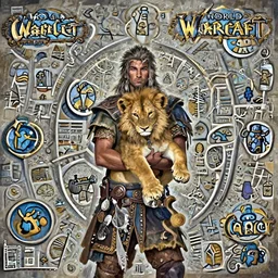 An adventurer holding a lion cub in his hands in World of Warcraft, cover art, ultra wide lens shot, pretty, beautiful, DnD character art portrait, matte fantasy painting, DeviantArt Artstation, by Jason Felix by Steve Argyle by Tyler Jacobson by Peter Mohrbacher, cinematic lighting