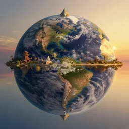 symmetry!! the earth was built by cosmic entities, surreal landscape, golden hour, very detailed, perfect composition, perfect lighting, 4 k, trending on artstation, greg rutkowski, derek zabrocki, artgerm, chuck close, ruan jia