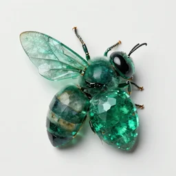 a bee, made out of emerald.