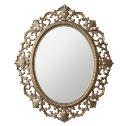 openwork, carved, elliptical, mirror frame, png, white background, beautiful