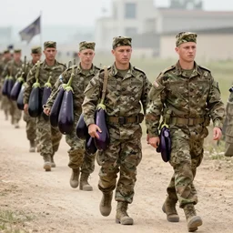 army of eggplants marching, army photo,