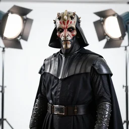 unreal engine 5 quality render, studio lighting, bright studio setting, photorealistic portrait, crisp quality and light reflections, highly detailed, still photo of darth maul