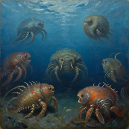 deep sea creatures, by alfred pellan, oil on canvas