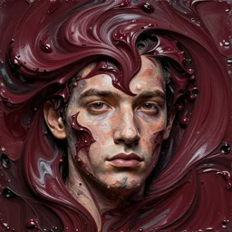swirled masses of burgundy oil paints building chaotic satin structure face of men, one point perspective, moebius, bao pham, donato giancola, larry elmore, masterpiece, trending on artstation, featured on pixiv, cinematic composition, beautiful lighting, sharp, details, hyper - detailed, hdr, 4 k, 8 k