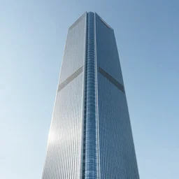innovative skyscraper design, whole building showing, photorealistic, slick, smooth, modern, futuristic, glassy, streamlined