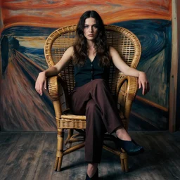 Model by the Wicker Chair by Edvard Munch, cinematic lighting